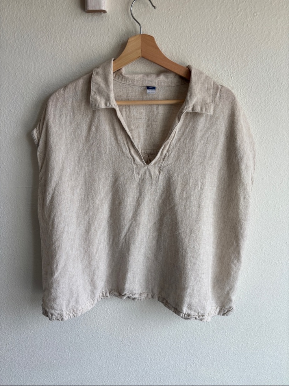 OLD NAVY Short Sleeve Linen Popover Blouse XL Tall